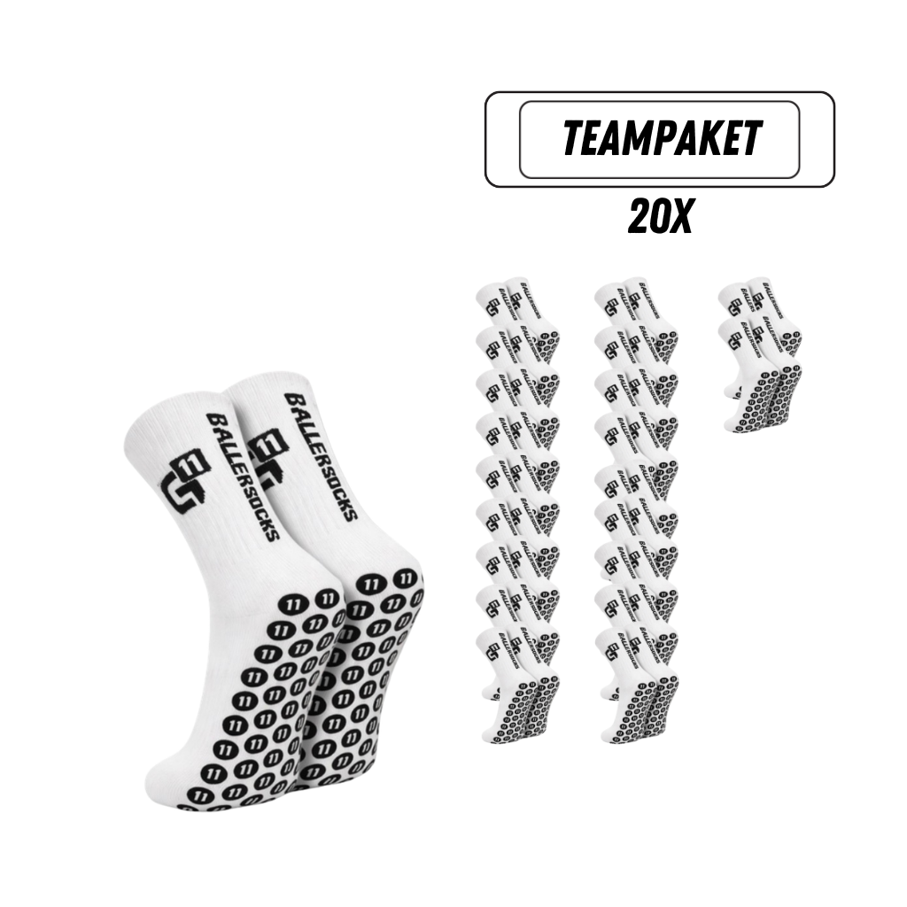 GRIPELEVEN 20 PAAR WEIẞE BALLERSOCKS TEAMSET