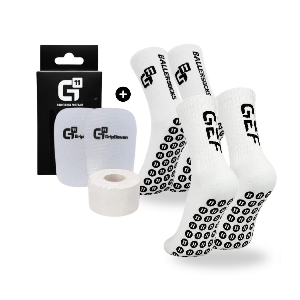 GRIPELEVEN BALLER VARIANTE 2/ BALLER ODER CLEANSOCKS +SHINGUARDS+TAPE WEISS