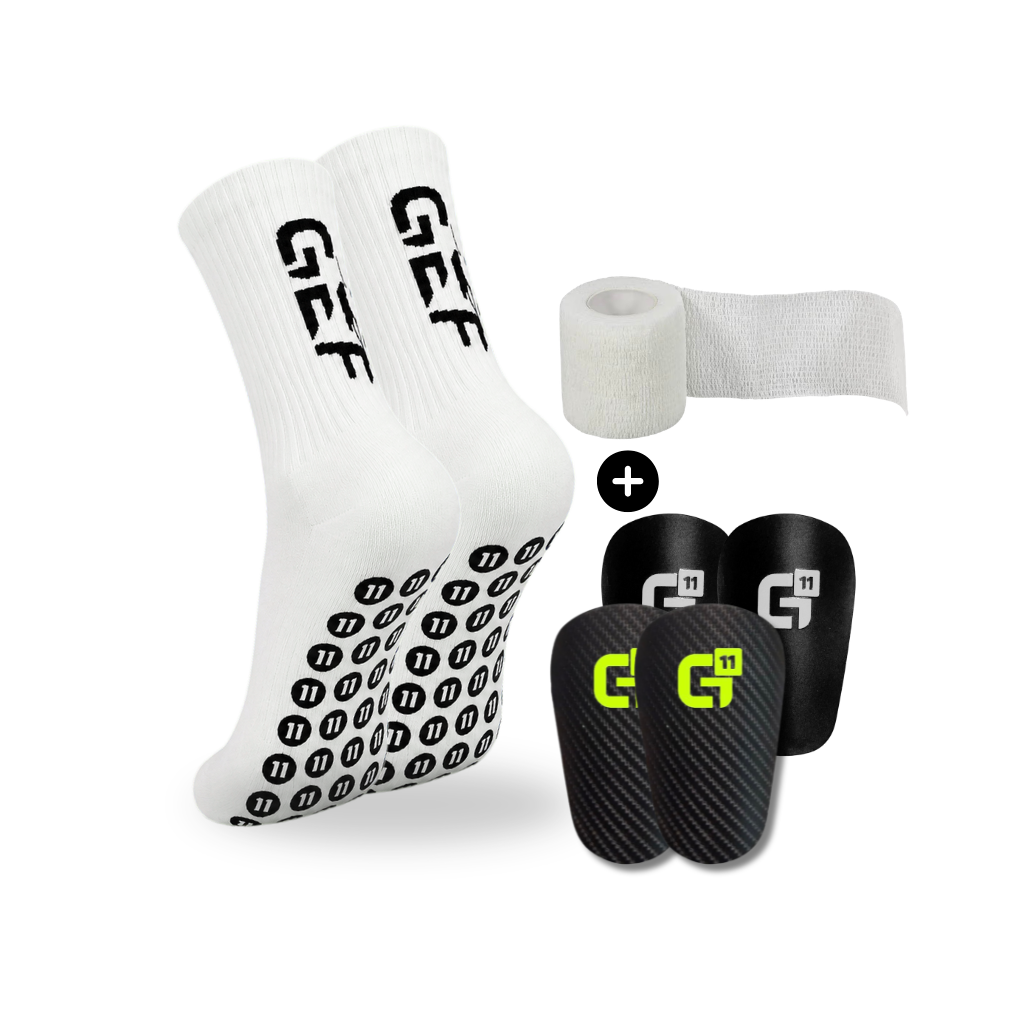 GRIPELEVEN BALLER LOW SOCKS CLEAN BUNDLE (MINI SHINPADS 9,5x6cm+TAPE WEISS)