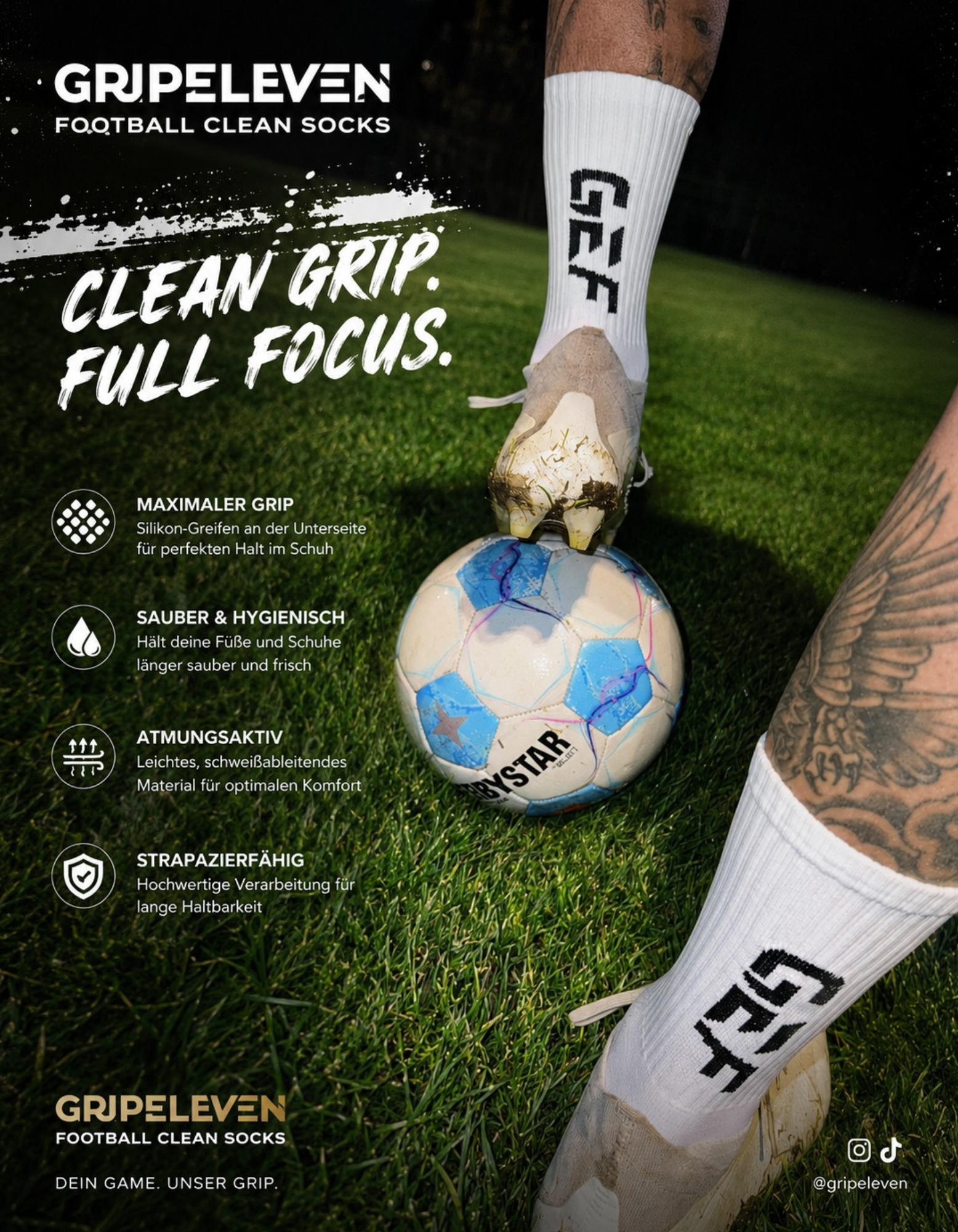 GRIPELEVEN FOOTBALL CLEAN GRIPSOCKS