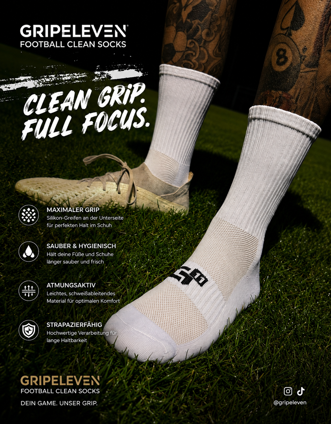 GRIPELEVEN FOOTBALL GRIPSOCKS 3 PAAR SET